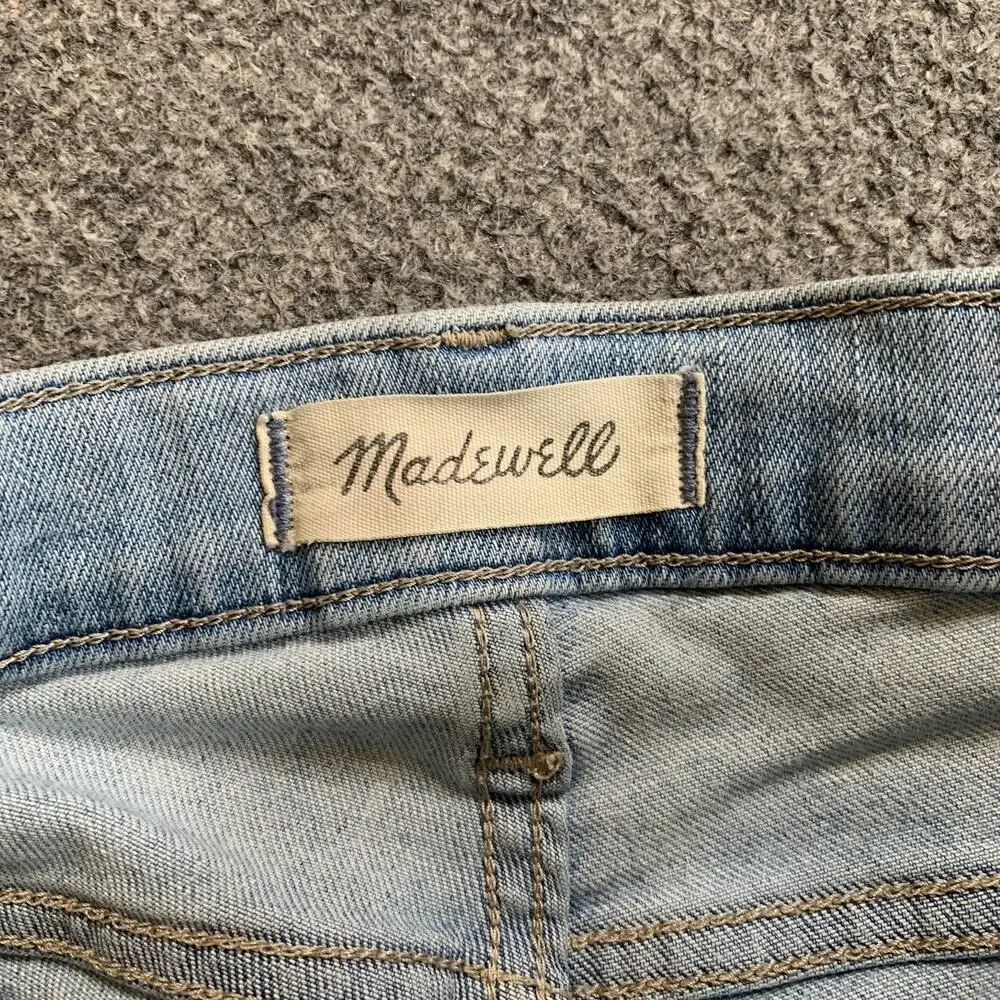 Madewell Jeans Women 23 Blue High Rise Skinny Exposed Buttons Raw Hem Distressed